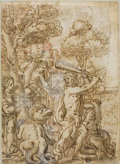 Hercules Slaying the Serpent Ladon in the Garden of the Hesperides by Andrea Lilio