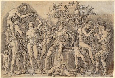 Bacchanal with a Wine Barrel by Andrea Mantegna