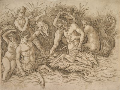 Battle of the Sea-Gods (Right Half) by Andrea Mantegna