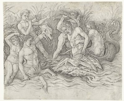 Battle Between Tritons with Nereids on Their Backs by Andrea Mantegna