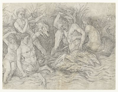 Battle Between Tritons with Nereids on Their Backs by Andrea Mantegna