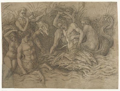 Battle Between Tritons with Nereids on Their Backs by Andrea Mantegna