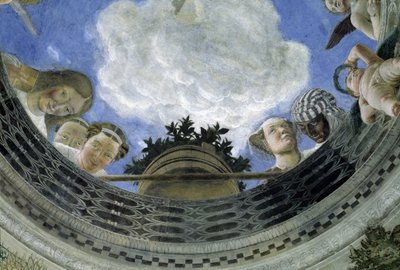 Occulus of the ceiling of the House of Spouses, Ducal Palace of Mantua, Italy (detail) by Andrea Mantegna