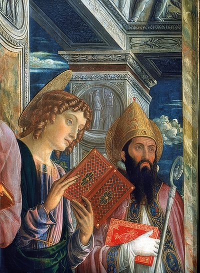 San Zeno Altar. (Detail). 1457-1460. Depicting John the Evangelist and Zeno of Verona by Andrea Mantegna