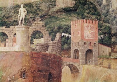 The Arrival of Cardinal Francesco Gonzaga, (detail) Background Showing an Idealised View of Rome, c.1465-74 by Andrea Mantegna