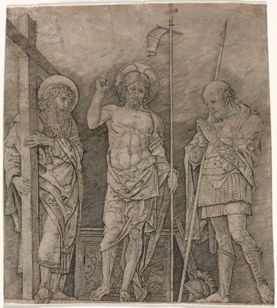 The Risen Christ between St Andrew and Longinus by Andrea Mantegna
