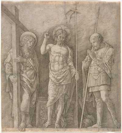 The Risen Christ between St Andrew and Longinus by Andrea Mantegna