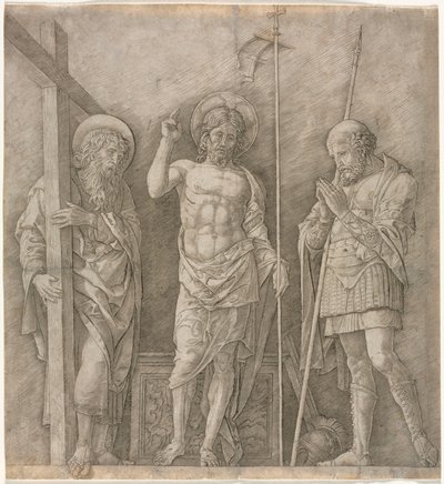 The Risen Christ between St Andrew and Longinus, early 1470s by Andrea Mantegna