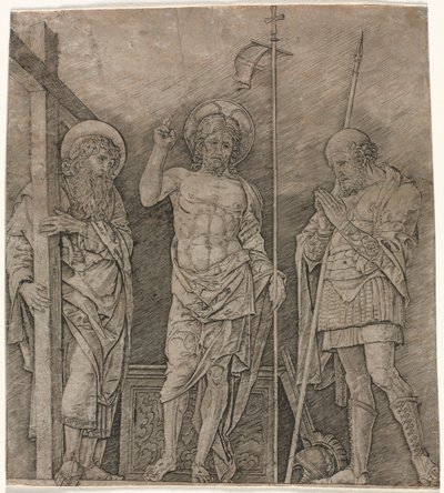 The Risen Christ between St Andrew and Longinus by Andrea Mantegna