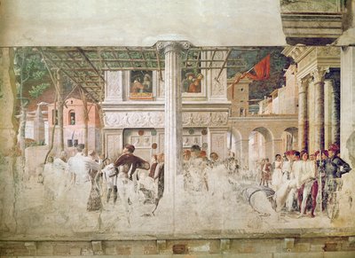 The Martyrdom of Saint Christopher and the Moving of His Body (before restoration) by Andrea Mantegna