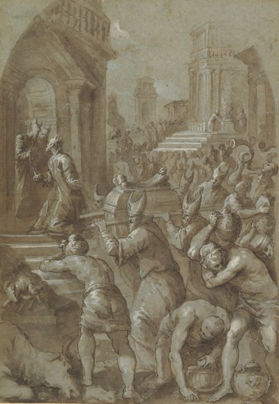 King Solomon Beholds the Ark of the Covenant Being Brought to the Temple by Andrea Michieli
