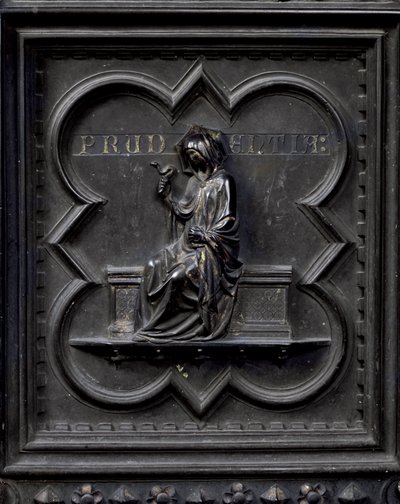 Prudence, panel H of the South Doors of the Baptistery of San Giovanni, 1336 by Andrea Pisano