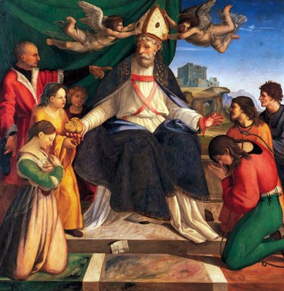 St Nicholas of Bari enthroned by Andrea Sabatini by Andrea Sabatini