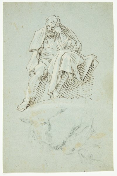 Seated Man with Head Supported by Left Hand. Apostle? by Andrea Sacchi