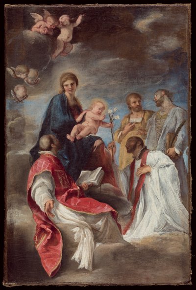 The Madonna and Child with Saints Ignatius of Loyola, Francis Xavier, Cosmas and Damian by Andrea Sacchi