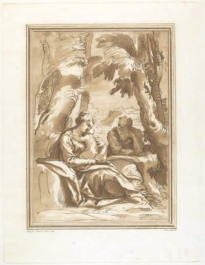 Rest on the Flight into Egypt by Andrea Scacciati after Agostino Carracci