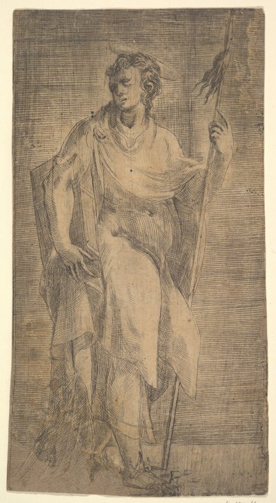 A Saint, Possibly Matthew, Holding a Staff and a Book by Andrea Schiavone
