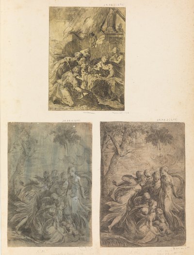 Adoration of the Shepherds, Moses Rescued from the Nile by Andrea Schiavone