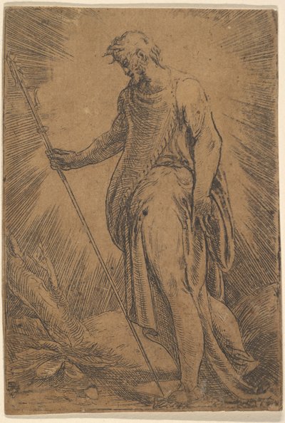 An Apostle Holding a Staff Facing Left by Andrea Schiavone