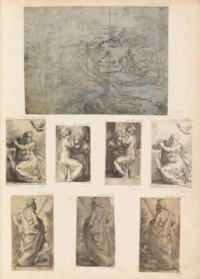 Flight into Egypt, Virgin and Child, the Annunciation, a Saint by Andrea Schiavone