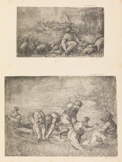 Moses and the Burning Bush, the Miraculous Draught of Fishes by Andrea Schiavone