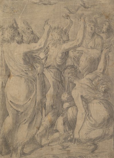 Moses showing the quails to the Israelites by Andrea Schiavone