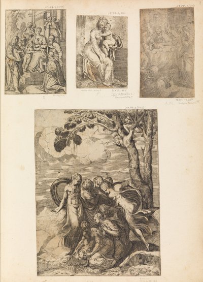 Virgin and Child, the Circumcision, Moses Rescued from the Nile by Andrea Schiavone