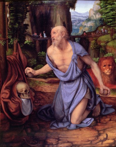 St. Jerome in the Wilderness, c.1510-15 (oil on panel) by Andrea Solario