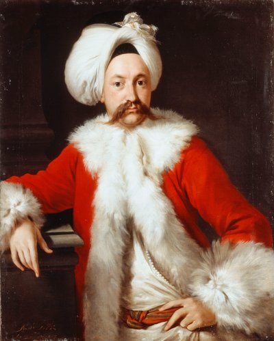 Portrait of a Gentleman Standing, Half-Length, in Oriental Costume by Andrea Soldi