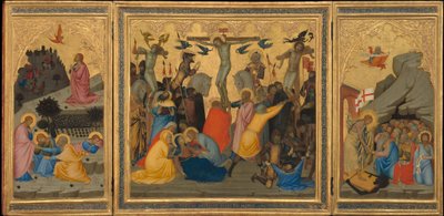 Scenes from the Passion of Christ: The Agony in the Garden, the Crucifixion, and the Descent into Limbo (entire triptych) by Andrea Vanni