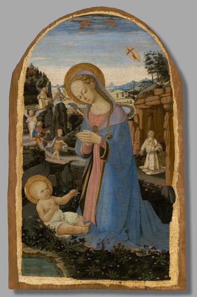 The Adoration of the Christ Child with Saint Francis of Assisi Receiving the Stigmata; Tobias and the Angel; Saint John the Baptist in the Wilderness; and the Penitent Saint Jerome by Andrea del Verrocchio