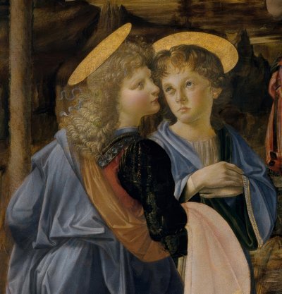 Verrocchio and Leonardo, Angel from the Baptism of Christ by Andrea del Verrocchio