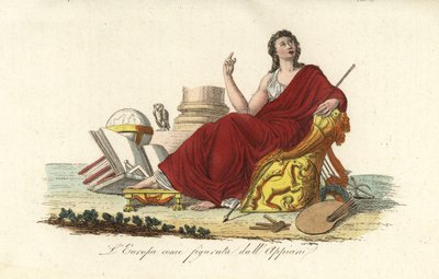 Allegorical Figure of Europe Seated on a Throne in a Purple Robe with Books, Globe, Palette, Sceptre, Lyre and Owl by Andrea the Elder (after) Appiani