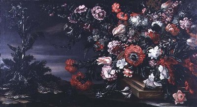 Still Life of Flowers in a Stone Vase by Andrea the Elder Scacciati