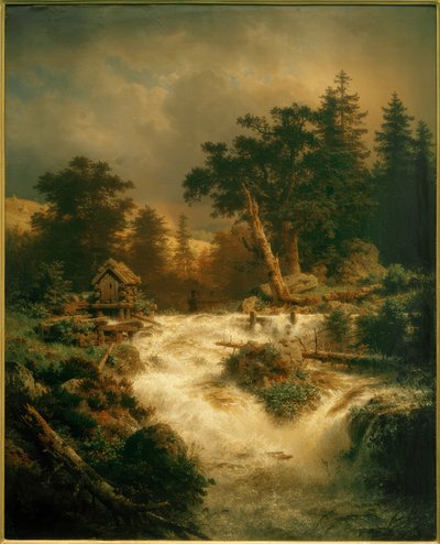 A. Achenbach, Nordic Waterfall with Rainbow by Andreas Achenbach