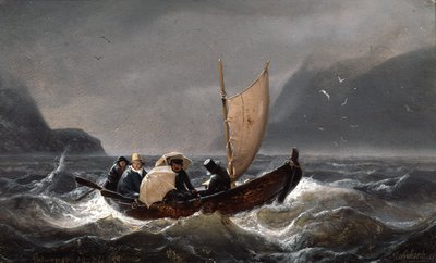Artists in Stormy Weather in Sognefjorden by Andreas Achenbach