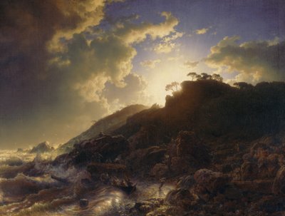 Sunset After a Storm on the Coast of Sicily by Andreas Achenbach