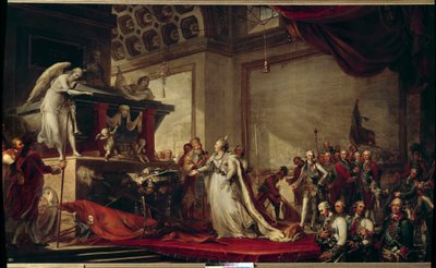 Catherine II of Russia Places the Trophies Taken from the Turks in Front of the Tomb of Peter the Great by Andreas Caspar Hune