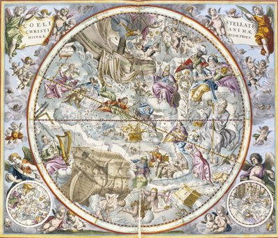 Map of the Christian Constellations as Depicted by Julius Schiller, from The Celestial Atlas by Andreas Cellarius
