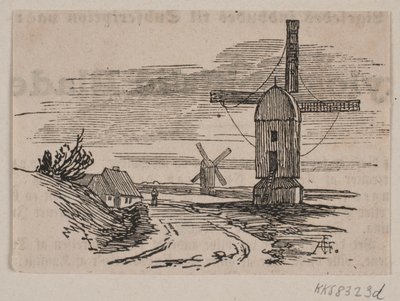 Two Windmills by a Road by Andreas Flinch