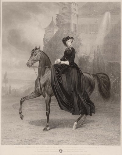 Portrait of Elisabeth of Bavaria on horseback, 1853 by Andreas Johann Fleischmann