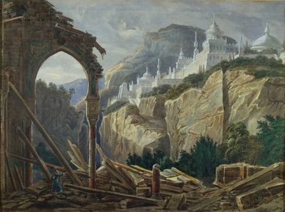 Stage design for the opera Ruslan and Lyudmila by M. Glinka by Andreas Leonhard Roller