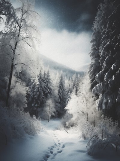 Snowy Forest Path by Andreas Magnusson
