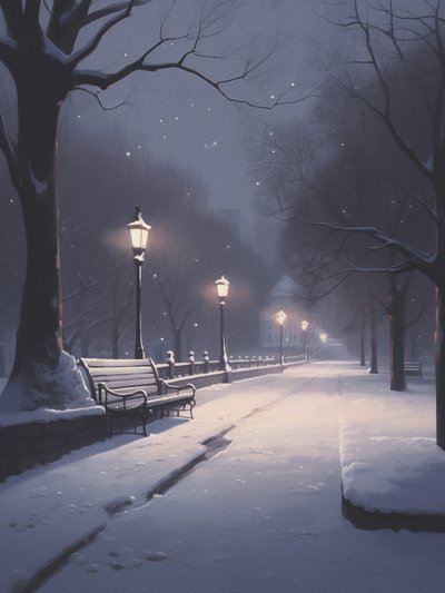 Snowy Winter Night by Andreas Magnusson