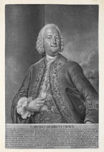 Carl Heinrich Graun engraved by Valentin Daniel Preissler by Andreas Moller