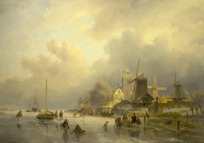 A View of Dordrecht, The Sawmill by Andreas Schelfhout