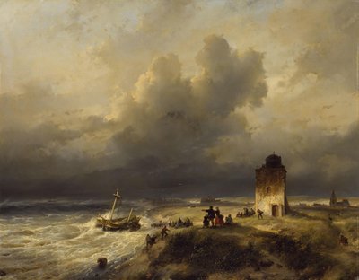 The Stranding of a Ship at Scheveningen in Stormy Weather by Andreas Schelfhout