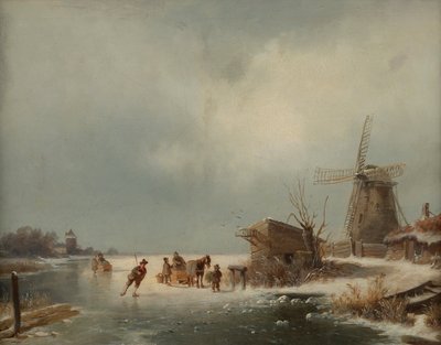 Winter Landscape with Ice Skaters by Andreas Schelfhout