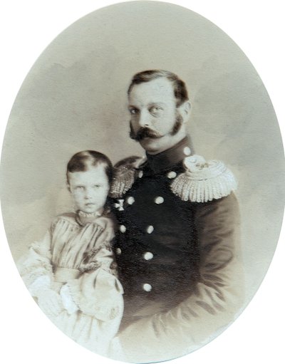 Tsar Alexander II and His Daughter Grand Duchess Maria Alexandrovna, Late 1850s by Andrei Deniere