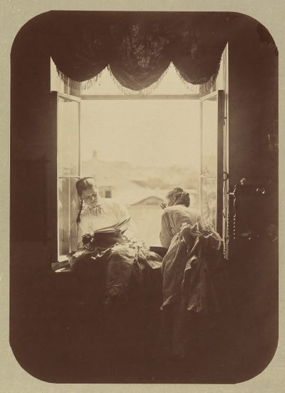 Two Young Women at Window by Andrei Osipovich Karelin